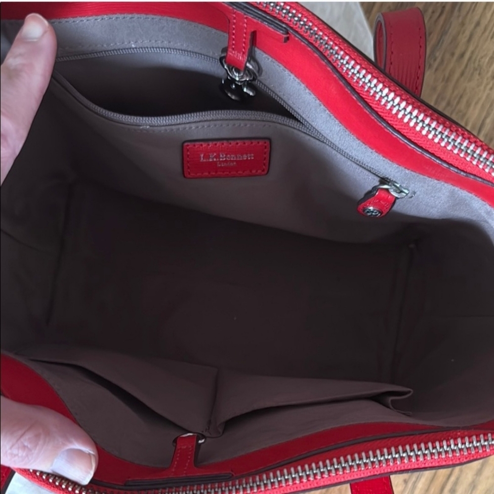 Red Structured Mini Leather Tote Bag - Picture 3 of 5